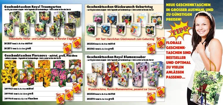 geschenktaschen floral in vielen groessen