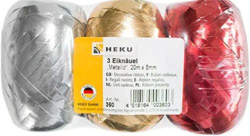 Eiknäuel Ringelband Metallic 3er Beutel Set/12