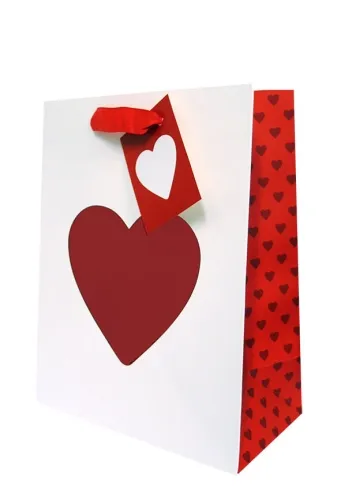 Geschenktaschen Herzen Premium mittel Set/6