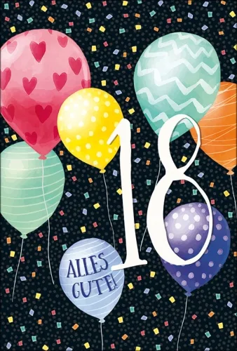 Grußkarten Zahlengeburtstag 18. Geburtstag refill Set/20