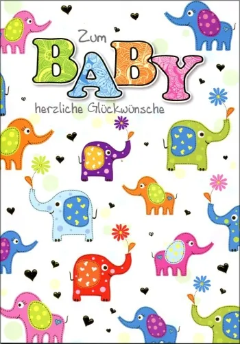 Grußkarten Zum Baby Würmchen Set/25