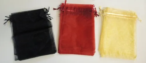 Organzasäckchen schwarz, rot, gold 150 x 200 mm Set/30