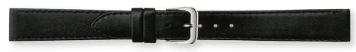 Uhrenarmband Klassik Leder mit Naht XL schwarz 20 mm Silberschließe
