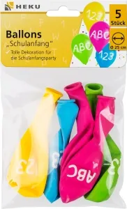 5 Ballons mit Motiv Schulanfang Set/15