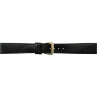 Uhrenarmband Klassik Leder mit Naht schwarz 18 mm Goldschließe