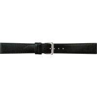 Uhrenarmband Klassik Leder mit Naht schwarz 18 mm Silberschließe