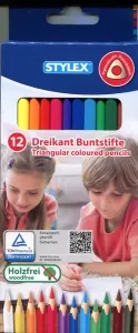 Farbstifte Stylex dünn 17,5 cm lang 12 Stück im Blister/1