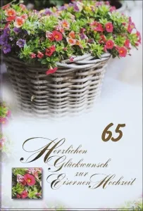 Grußkarte Skala Eiserne Hochzeit Blumenkorb Set/5