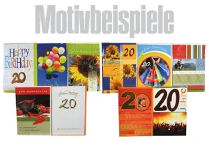 Grußkarten Anno 20. Geburtstag lose