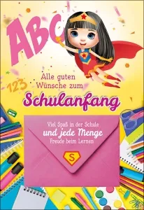 Grußkarten Schulanfang mit Geldkuvert Set/25
