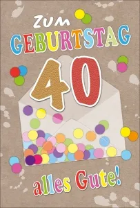 Grußkarten Zahlengeburtstag 40. Geburtstag refill Set/20