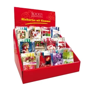 Mini Karten Weihnachten Fantasie mit Klammer Display/120