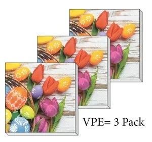 Servietten ti-flair Tulpen & Ostereier Pack/3