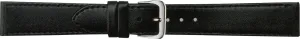 Uhrenarmband Klassik Leder mit Naht schwarz 20 mm Silberschließe