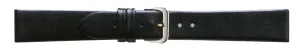 Uhrenarmband Klassik Leder ohne Naht schwarz 18 mm Silberschließe